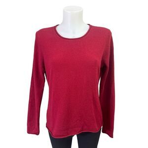 Forte Cashmere Dark Red Round Neck Sweater 100% Cashmere size Large